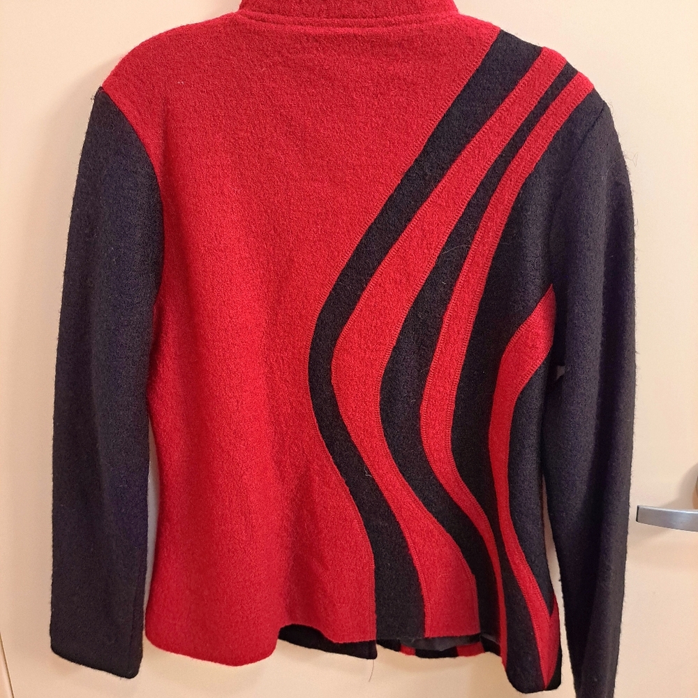 NORTHSTYLE FLATTERING LINES BOILED WOOL JACKET BLACK/RED M - Picture 4 of 4